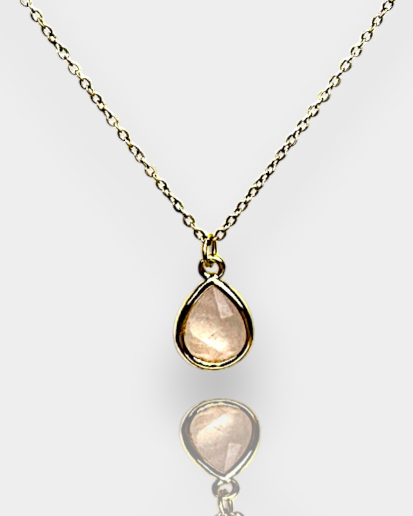 Collar Gota Sutil - Cuarzo Rosa