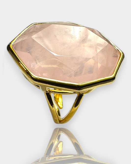 Anillo Presencia - Cuarzo Rosa