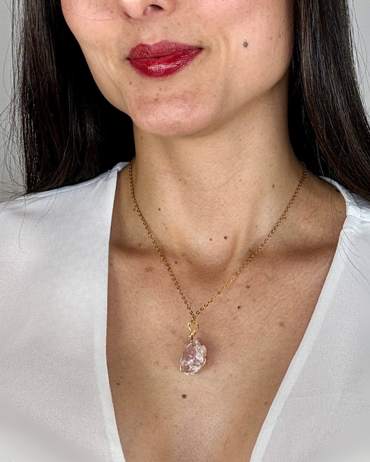 Collar Brillo Interior - Cuarzo Fresa