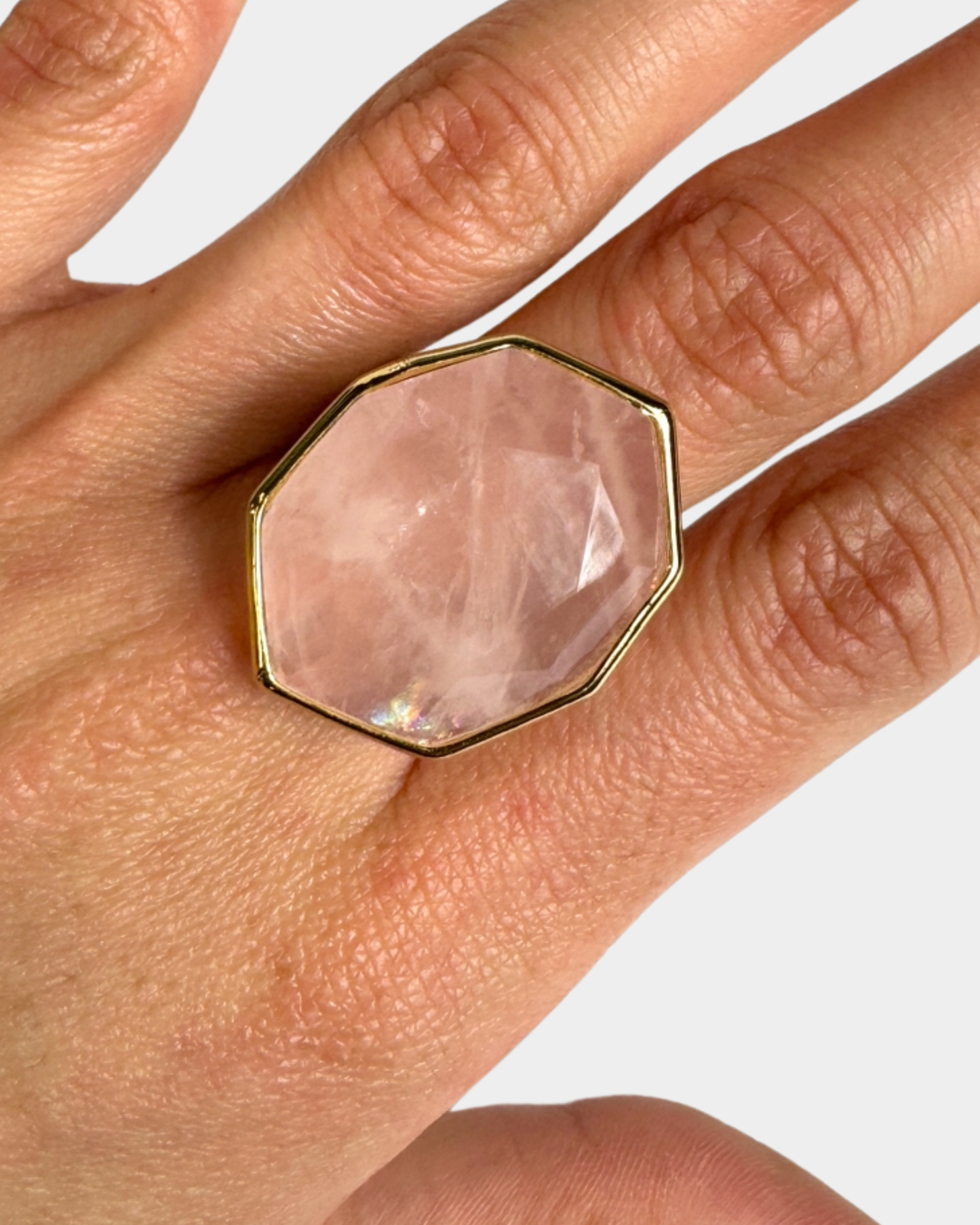 Anillo Presencia - Cuarzo Rosa