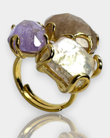 Anillo Aura Divina - Amatista + Piedra Luna