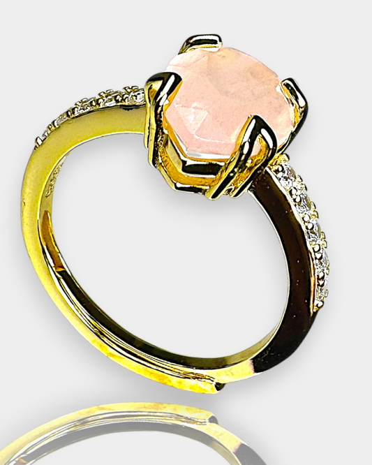 Anillo Intención - Cuarzo Rosa