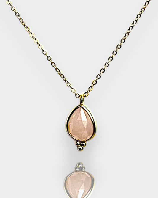 Collar Gota Sutil - Cuarzo Rosa