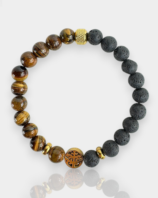 Pulsera Territorio Interior -  Ojo de Tigre y Piedra de Lava