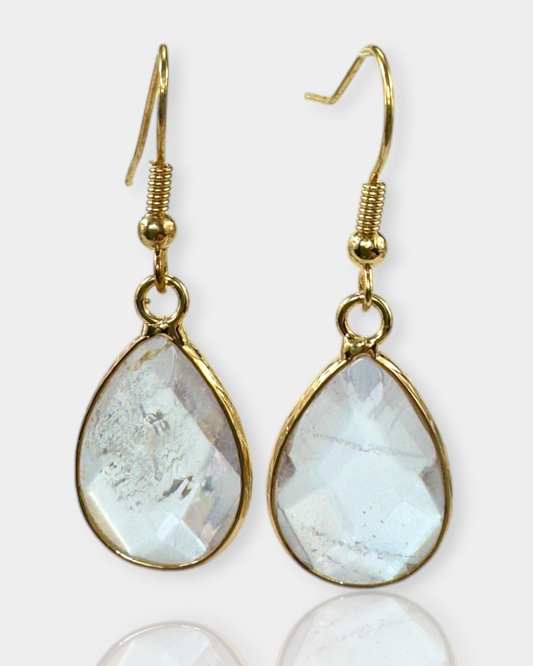 Pendientes Alma Dorada - Cuarzo Cristal