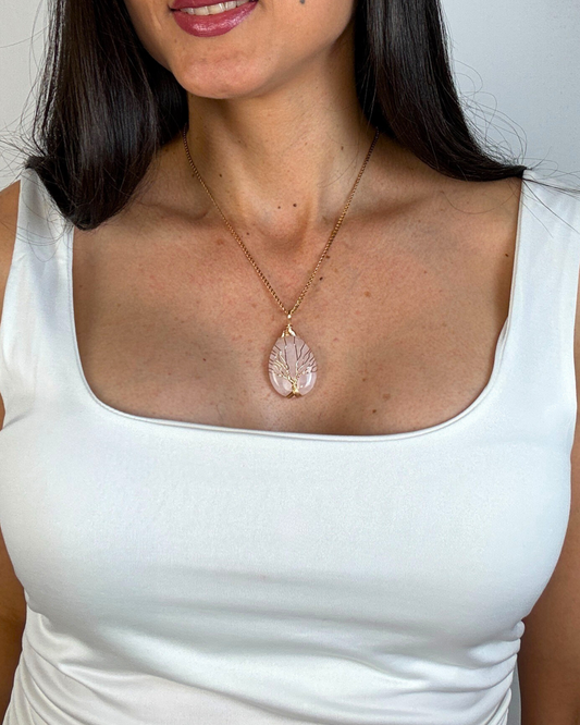 Collar Árbol de la Vida - Cuarzo Rosa