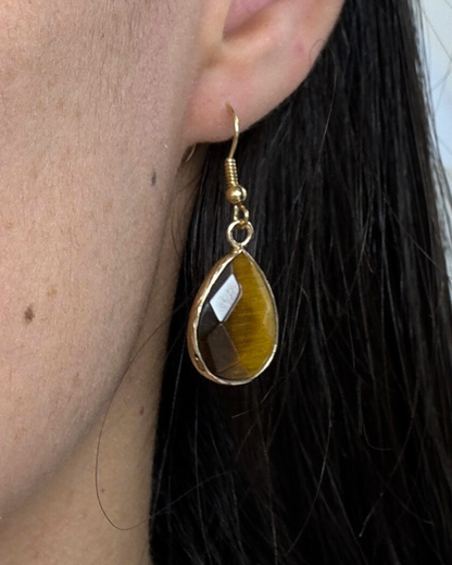 Pendientes Alma Dorada - Ojo de Tigre