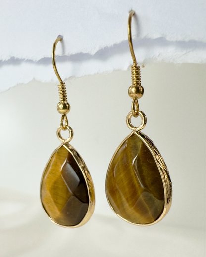 Pendientes Alma Dorada - Ojo de Tigre