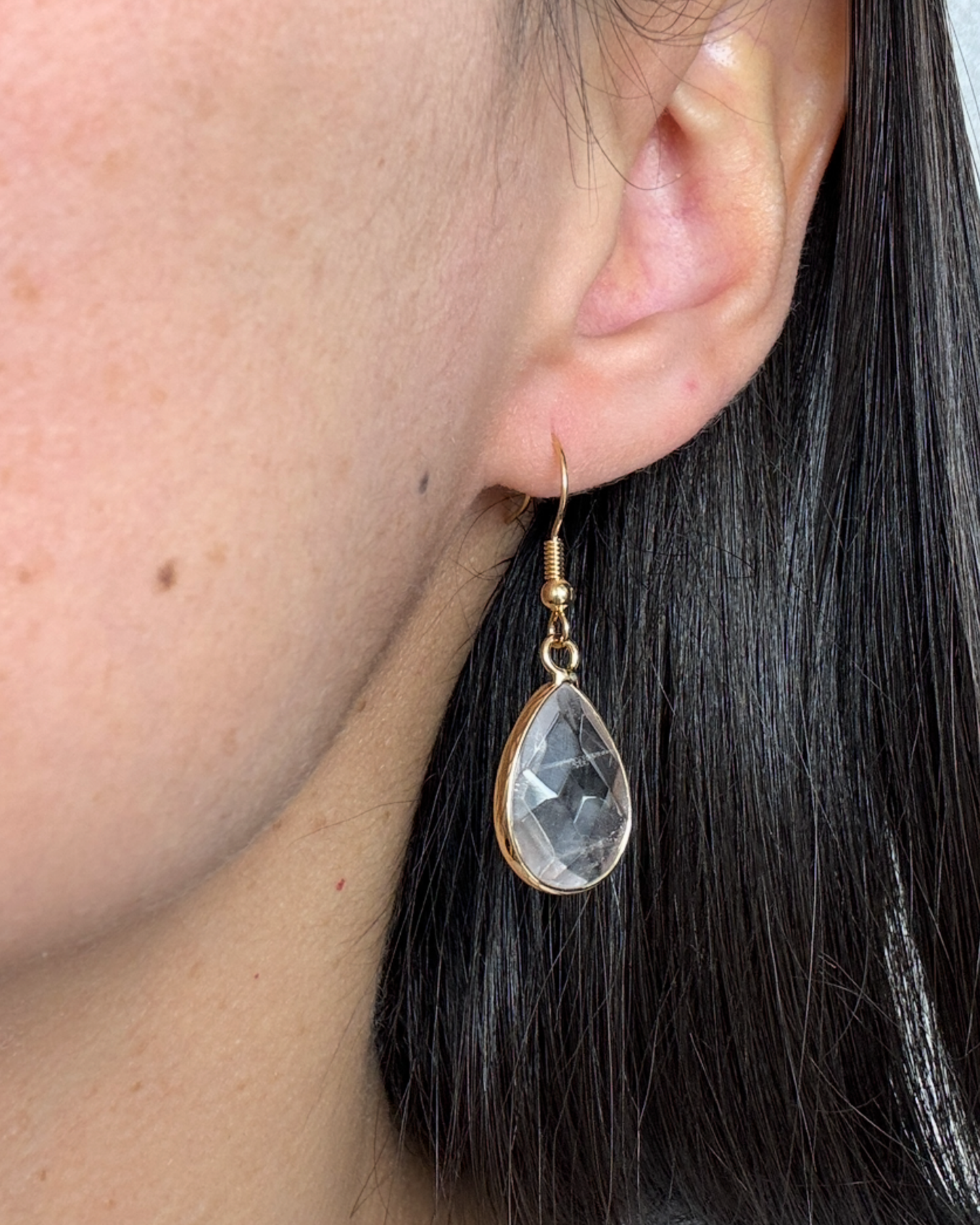 Pendientes Alma Dorada - Cuarzo Cristal