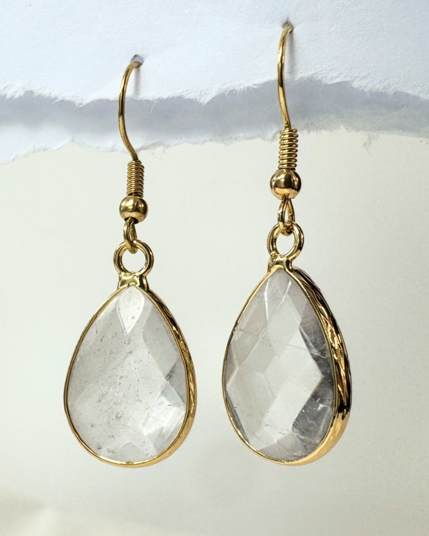 Pendientes Alma Dorada - Cuarzo Cristal