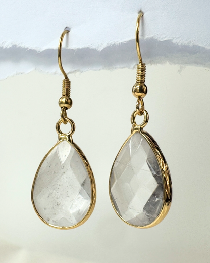 Pendientes Alma Dorada - Cuarzo Cristal