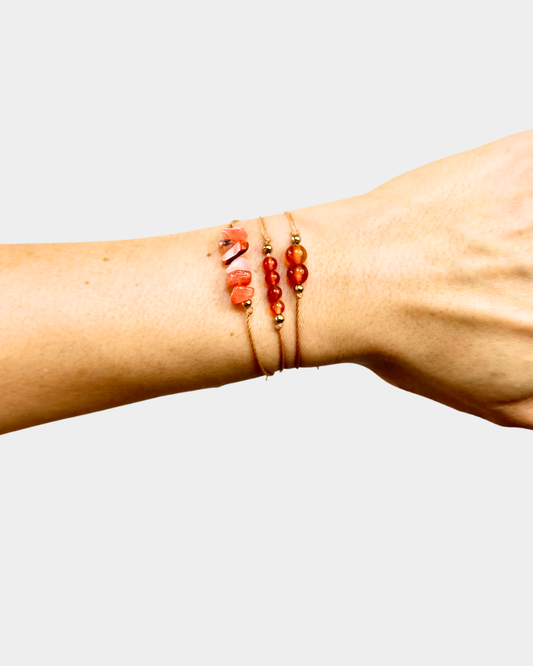 Pulseras Trío de Luz - Cornalina