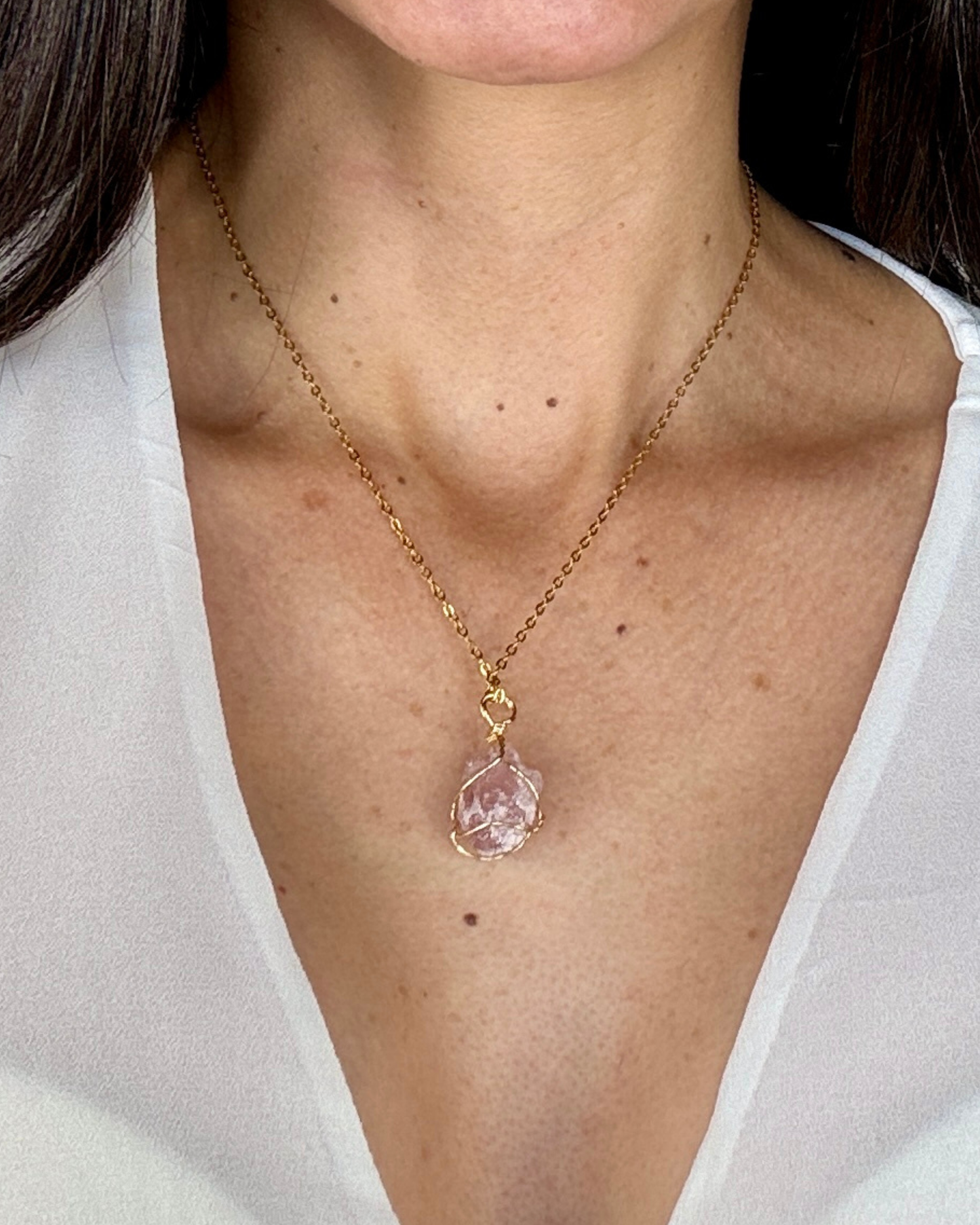 Collar Brillo Interior - Cuarzo Fresa