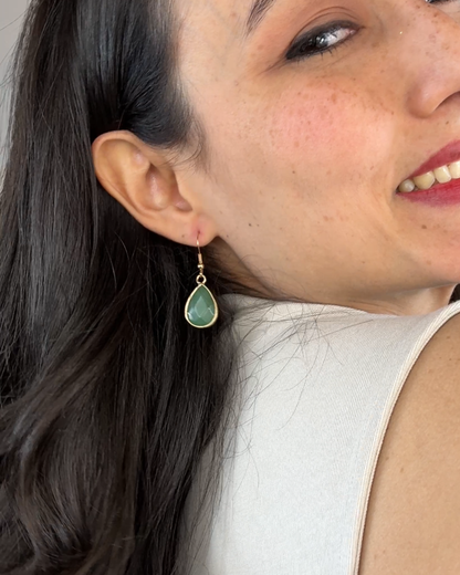 Pendientes Alma Dorada - Aventurina Verde