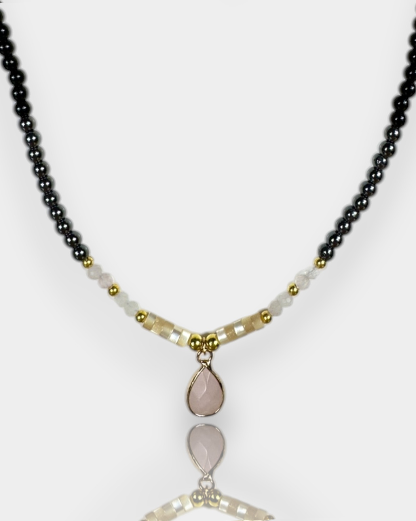 Collar Ancla de Luz -  Cuarzo Rosa