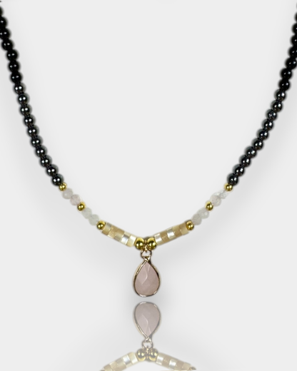 Collar Ancla de Luz -  Cuarzo Rosa