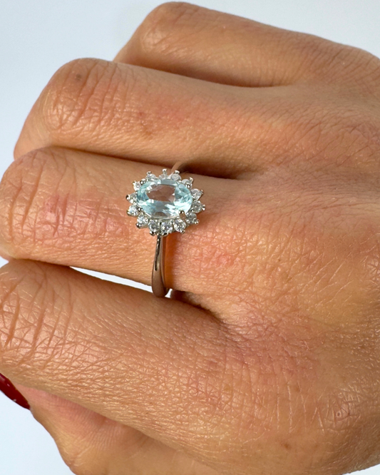 Anillo Visión Celeste - Topacio Azul