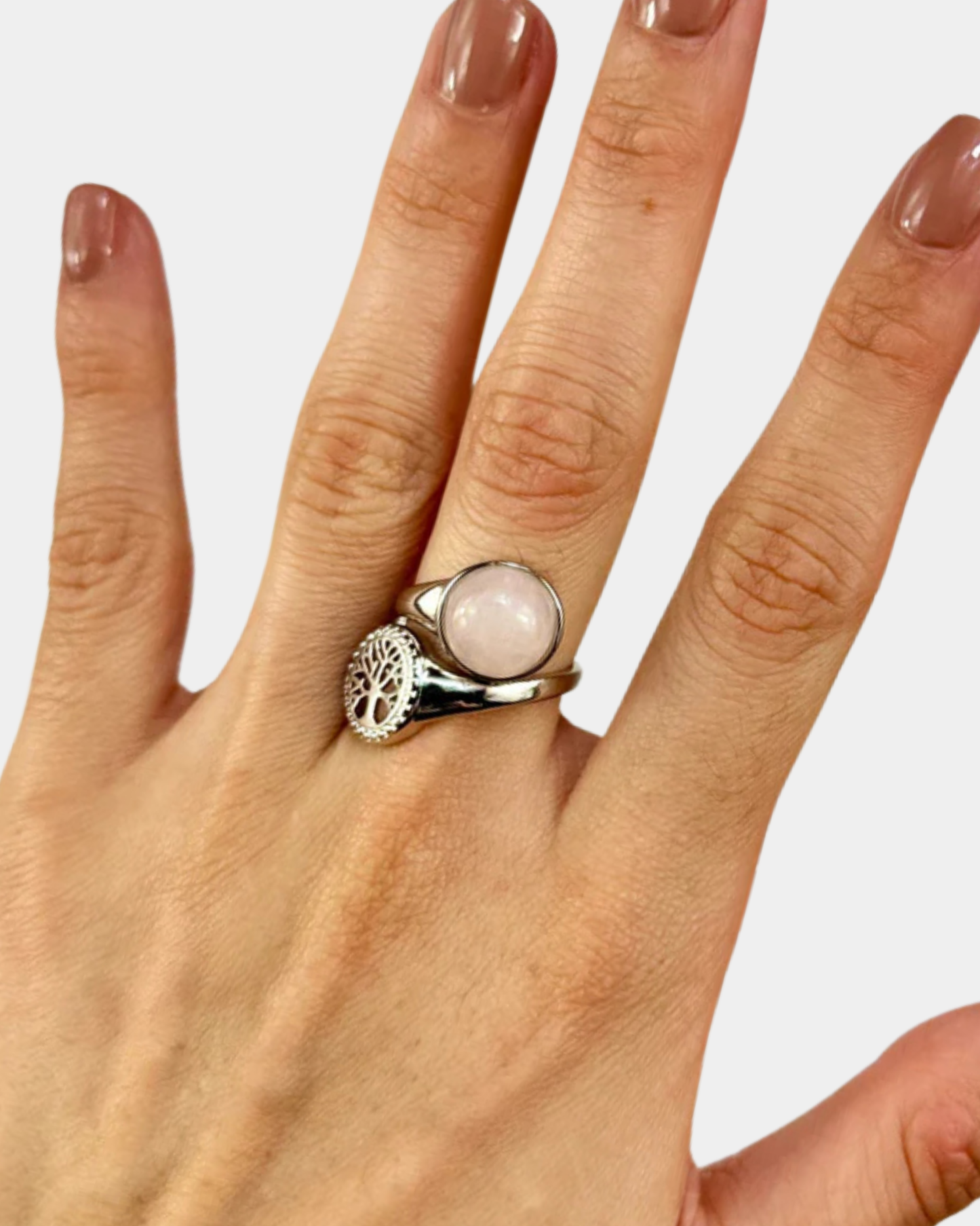 Anel Portal de Luz - Quartzo Rosa