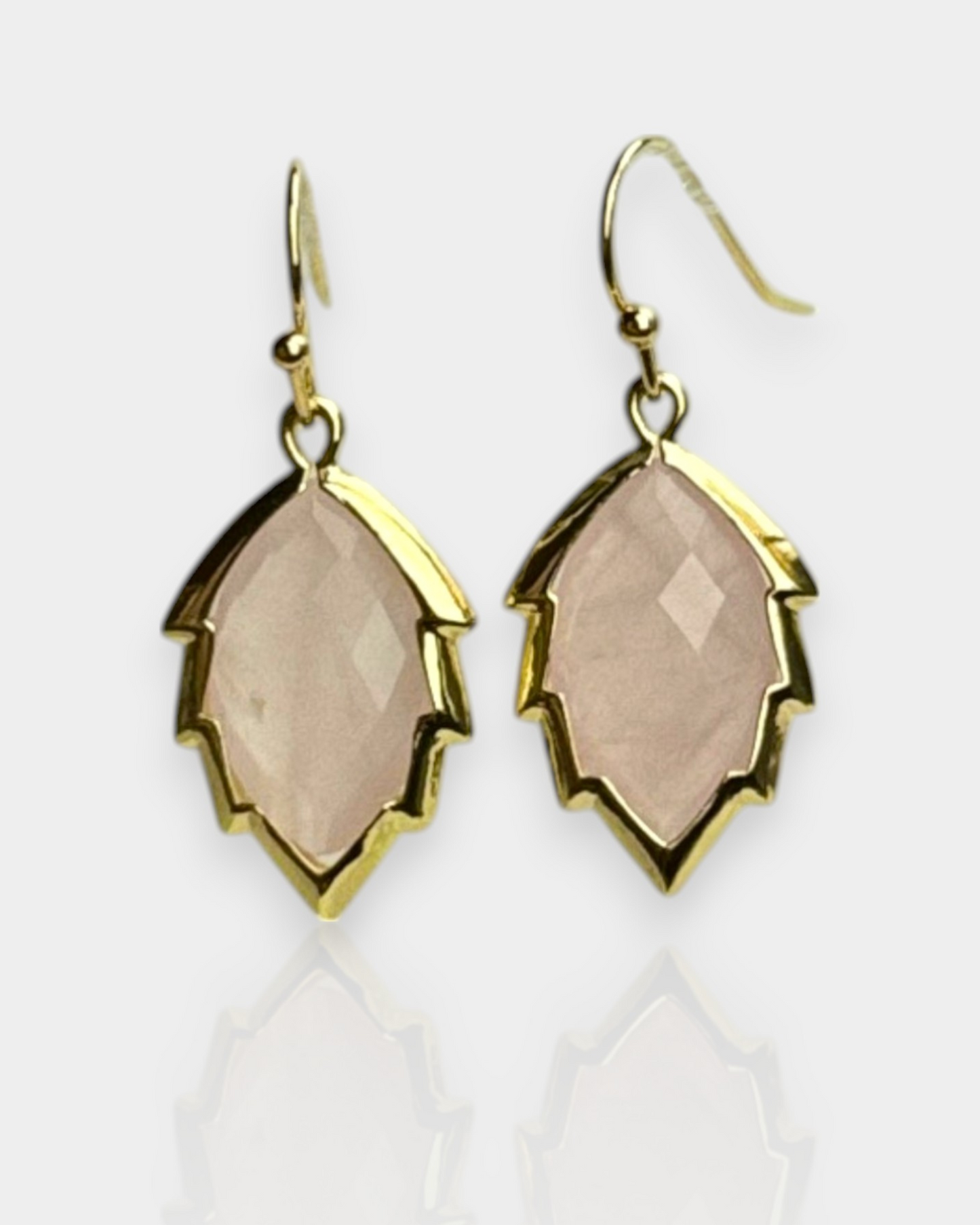 Pendientes Hoja de Luz - Cuarzo Rosa