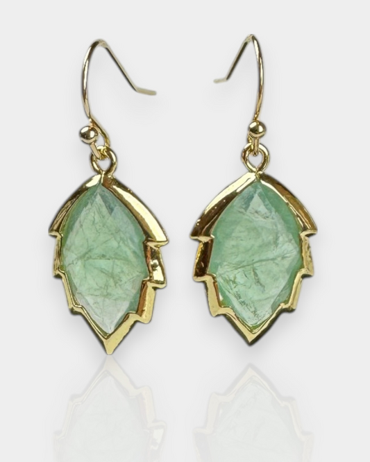 Pendientes Hoja de Luz - Fluorita Verde