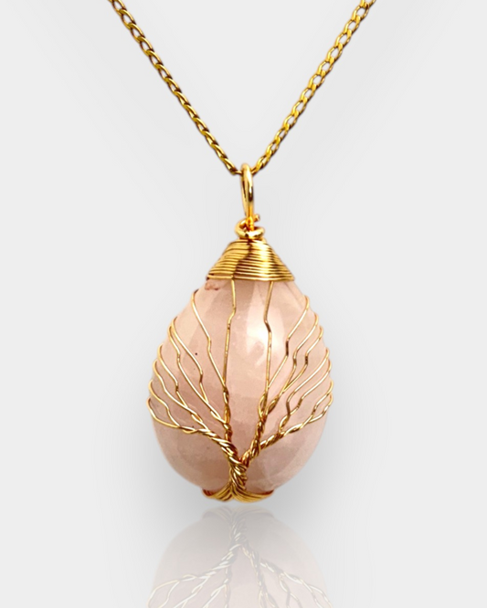 Collar Árbol de la Vida - Cuarzo Rosa