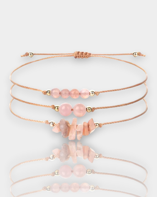 Pulseras Trío de Luz - Cuarzo Rosa