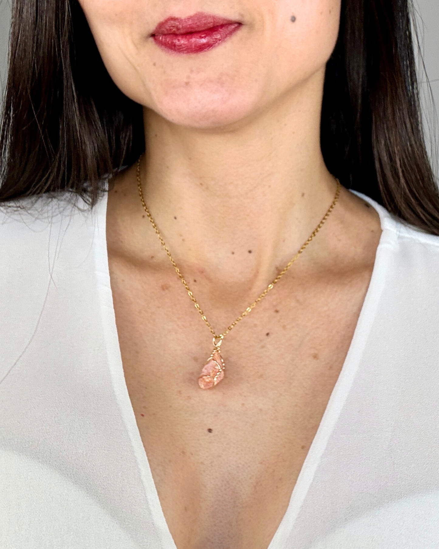 Collar Brillo Interior -  Calcita Naranja