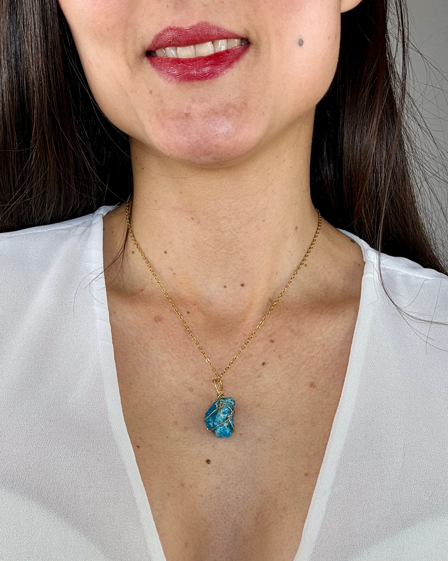 Collar Brillo Interior - Apatita Azul