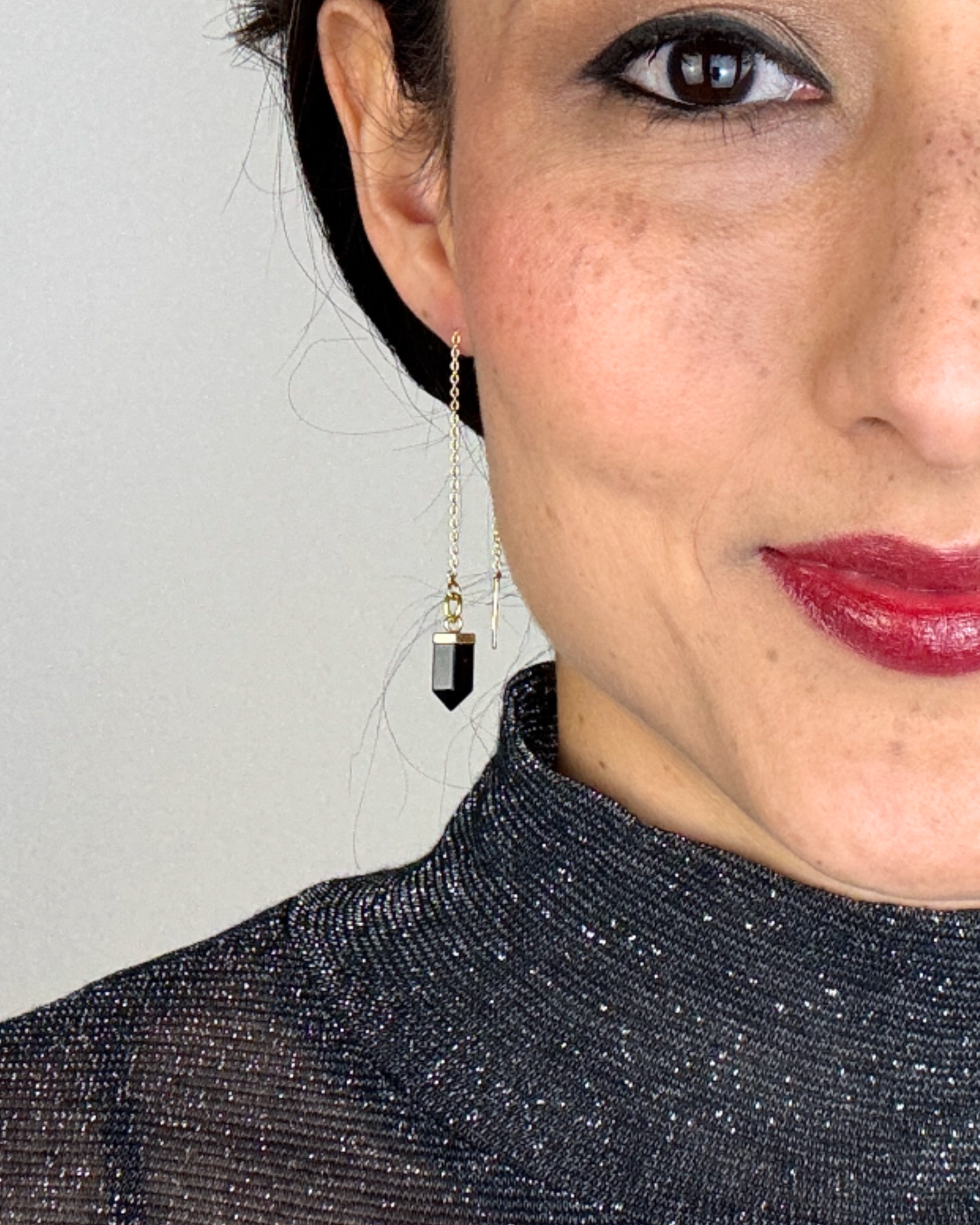 Pendientes Hilo - Ágata Negra