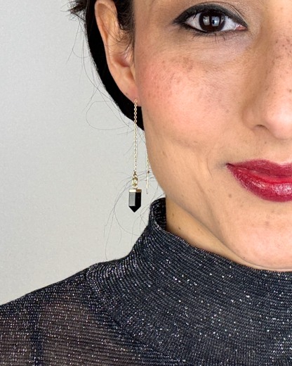 Pendientes Hilo - Ágata Negra